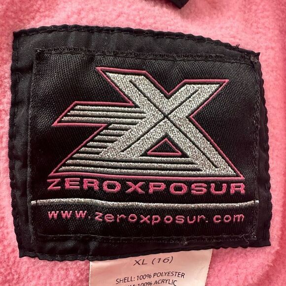 Zero Xposure Girls 16 Black Puffer Snowboard Hooded Jacket Black Pink Winter - Picture 9 of 14